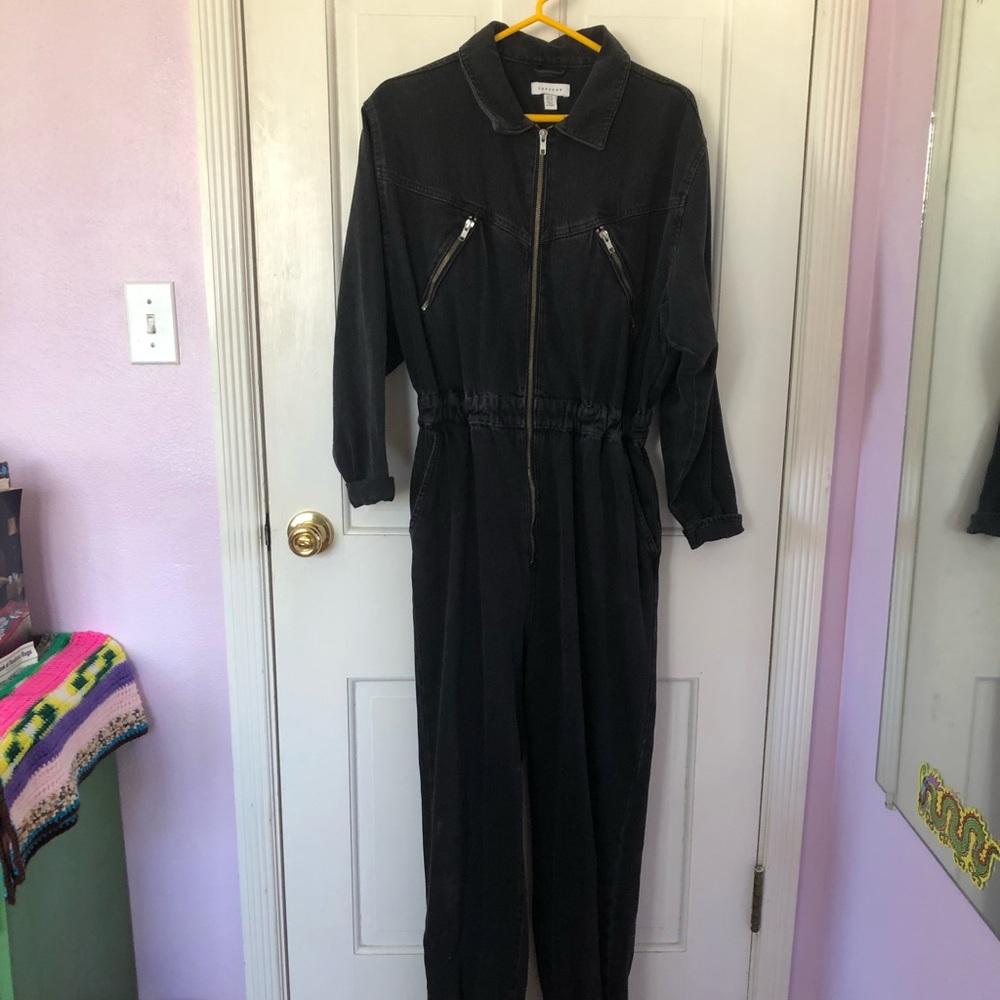 Dark denim top shop utility jump suit